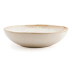 Assiettes à pâtes en céramique blanc cassé bord doré – Set de 4
