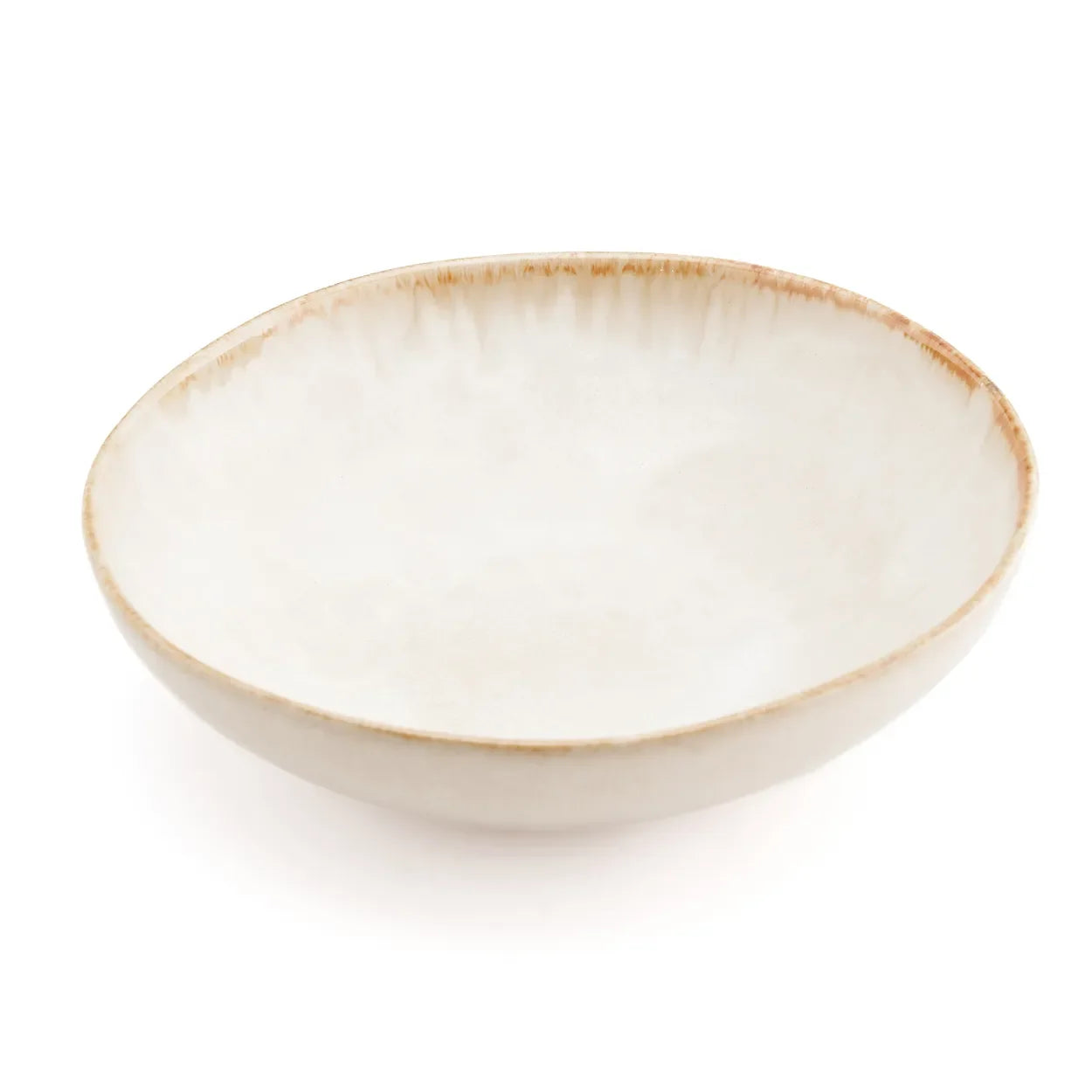Assiette à pâtes en céramique blanc cassé avec rebord doré, lot de 4