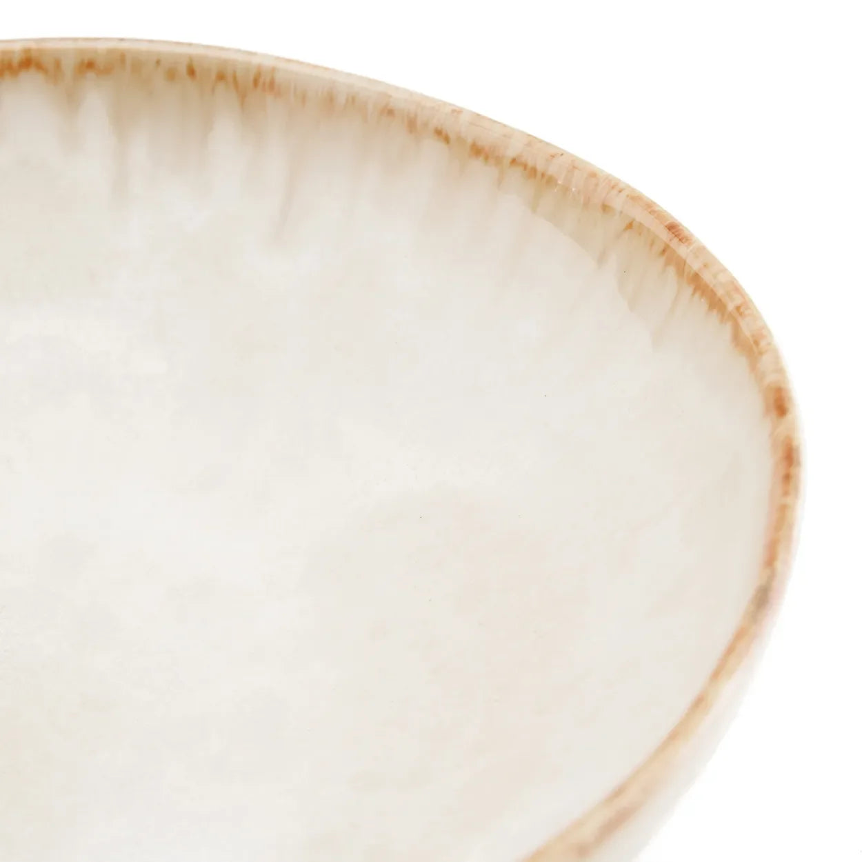 Assiette à pâtes en céramique beige avec bord doré, lot de 4