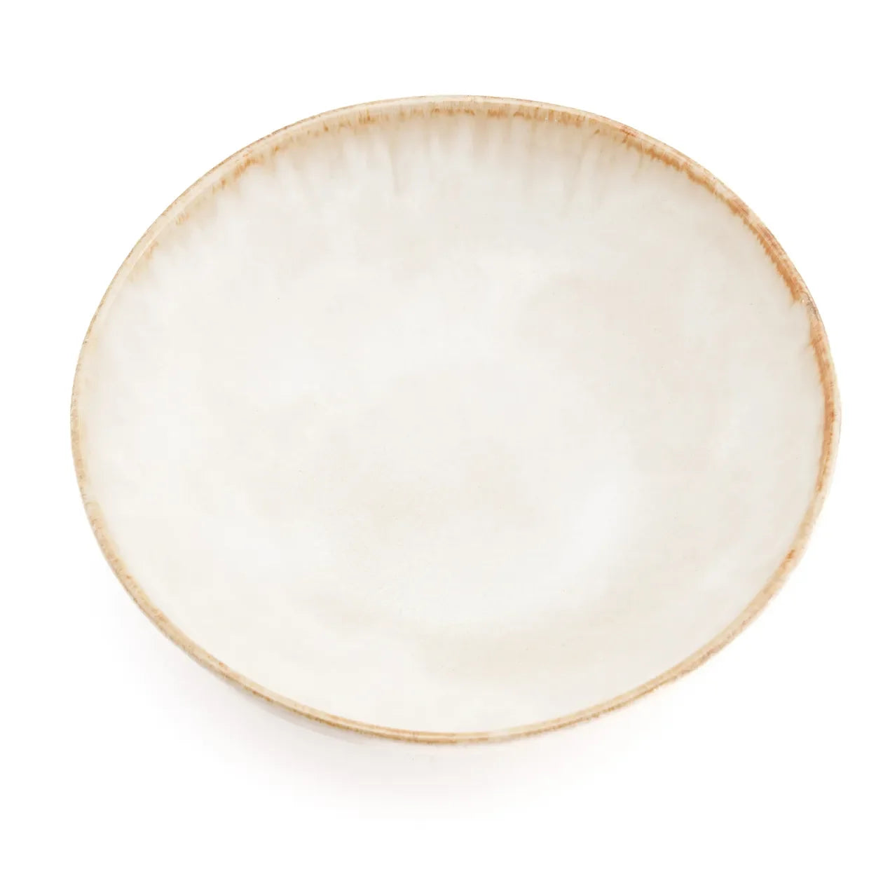 Assiettes à pâtes en céramique blanc cassé avec bord doré, lot de 4