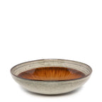 Assiette à pâtes en céramique émaillée gris brun avec bol rond et glazed intérieur