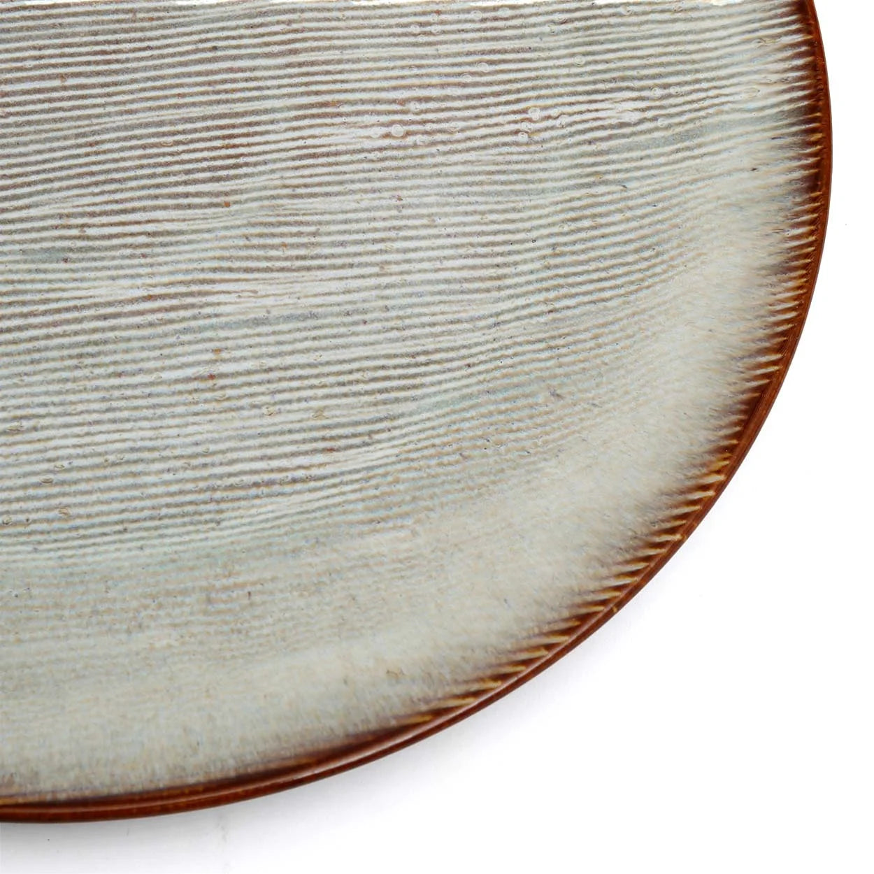Assiette à salade en céramique texturée avec bord marron, lot de 6 Peniche