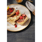 Assiettes à salade en céramique blanche mate avec bord artisanal – Set de 6