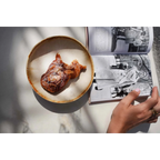 Assiettes apéritif en céramique blanche bord brun – Lot de 6