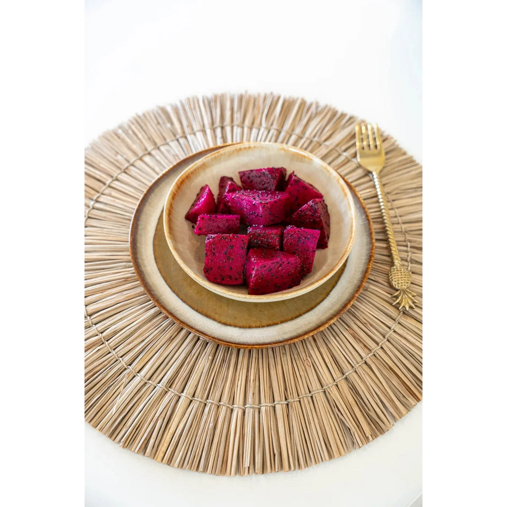 Assiettes apéritif rondes en céramique dégradée beige et marron – Set de 6