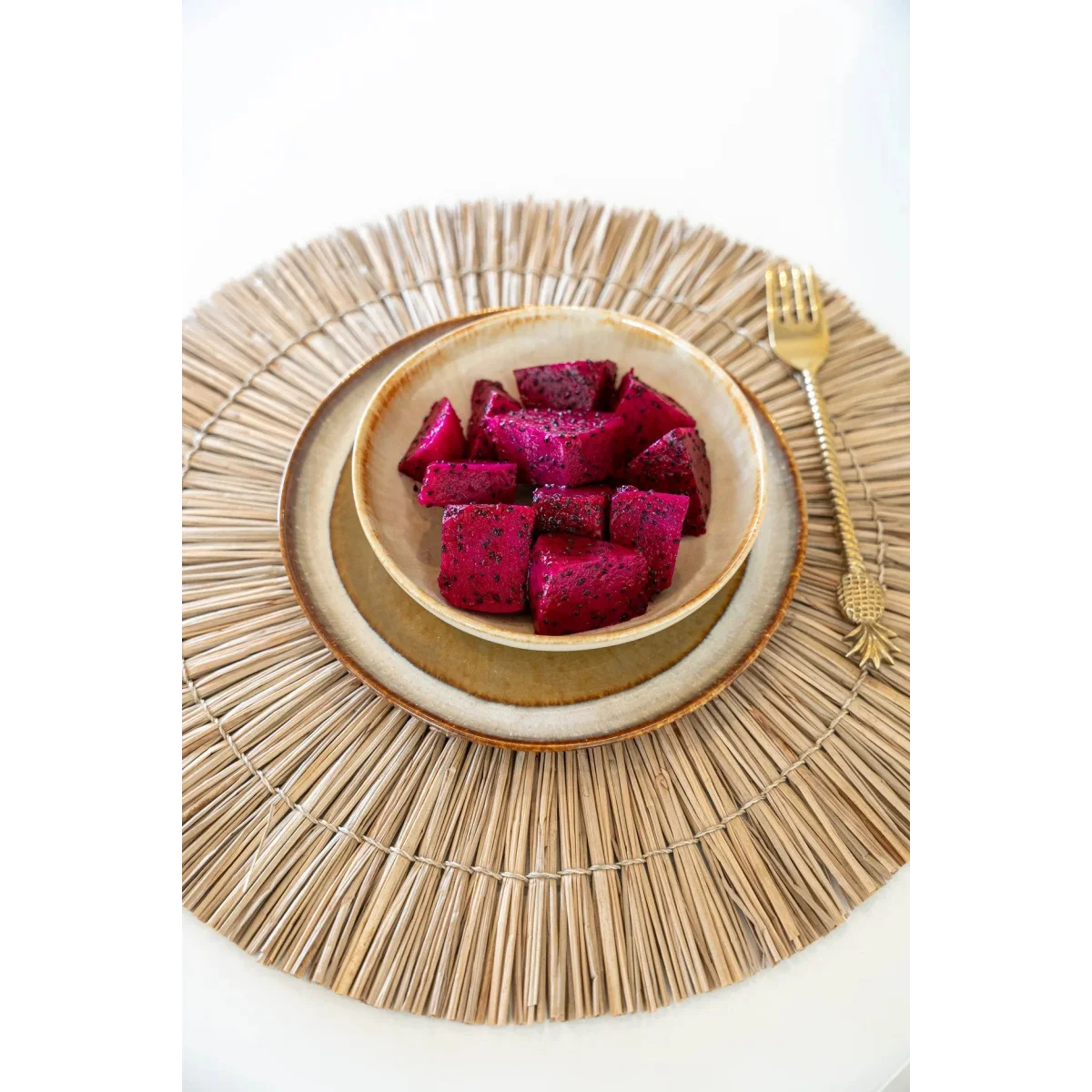 Assiettes apéritif rondes en céramique dégradée beige et marron – Set de 6