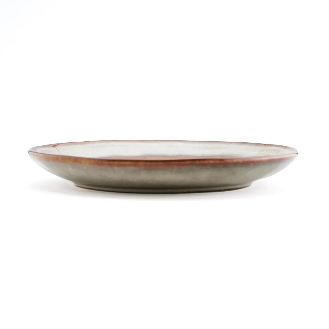 Assiette en céramique ronde dégradée beige et marron, lot de 6