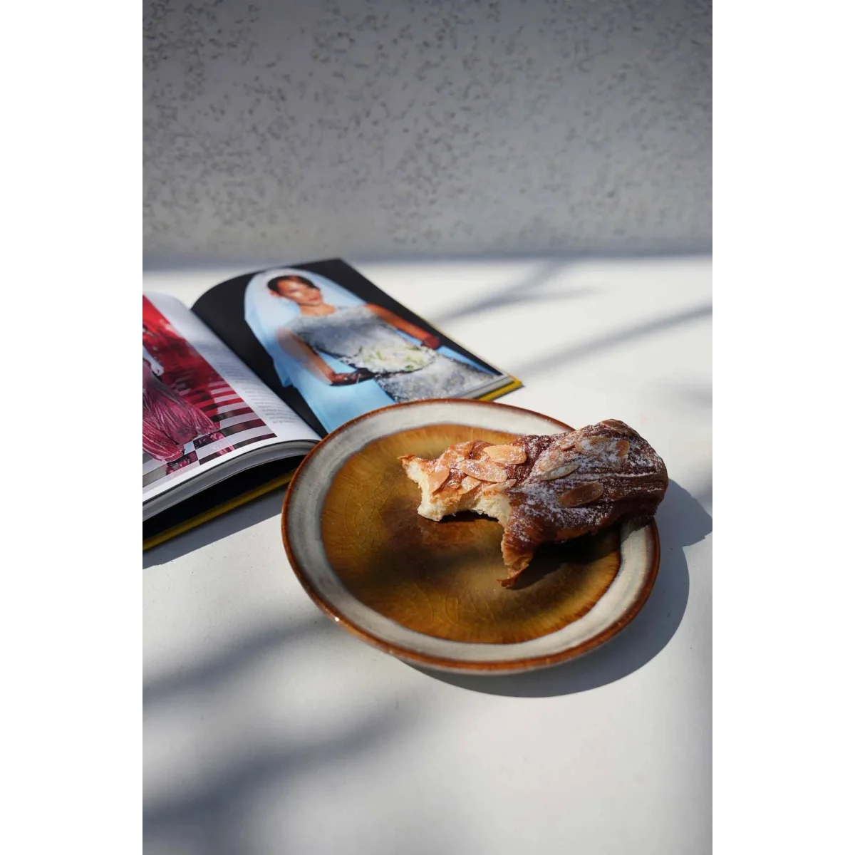 Assiettes apéritif rondes en céramique dégradée beige et marron – Set de 6