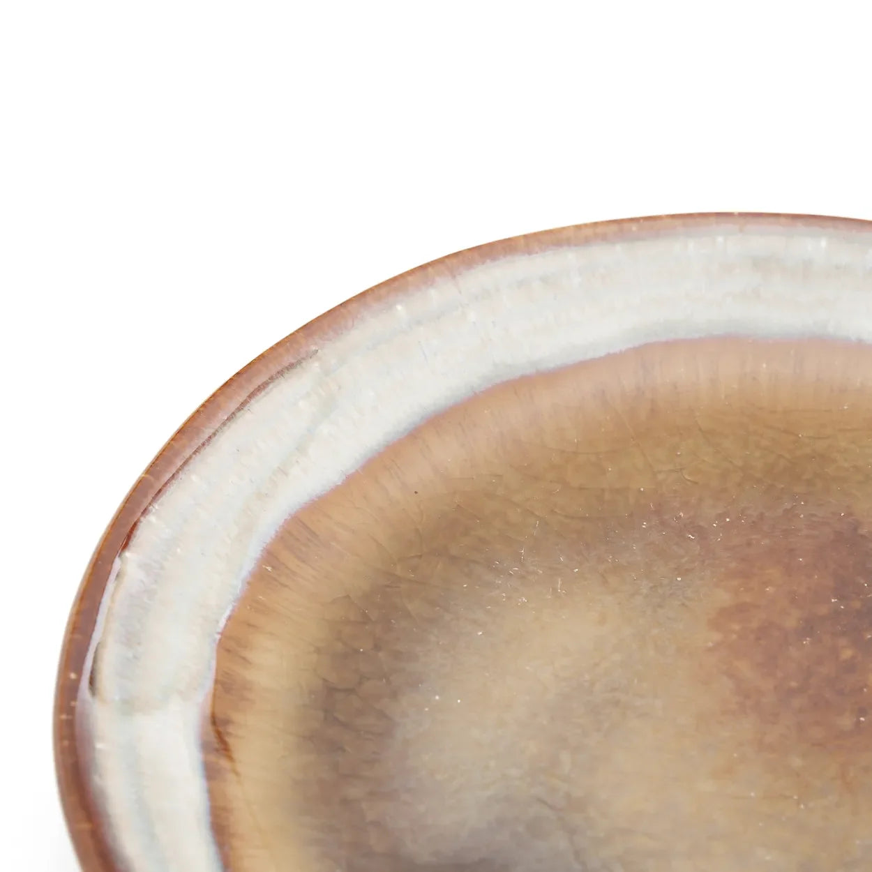 Fragment de bol en céramique dégradé beige et marron, parfait pour assiettes apéritif