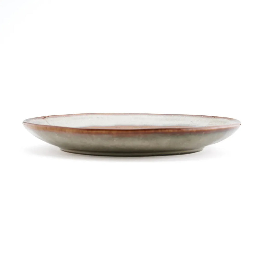 Assiettes apéritif rondes en céramique dégradée beige et marron – Set de 6