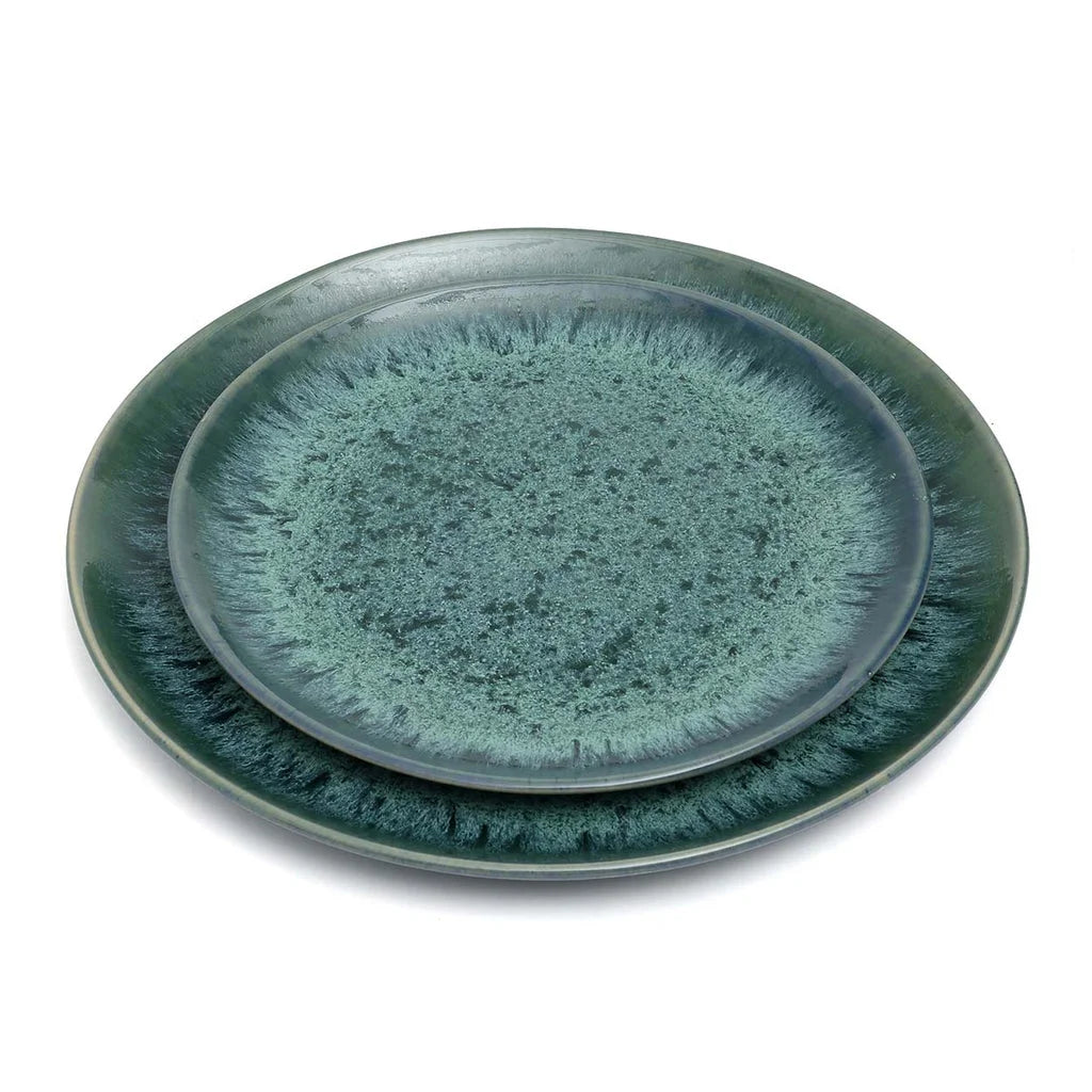 Assiettes en céramique bleue émaillée 22 cm – lot de 6