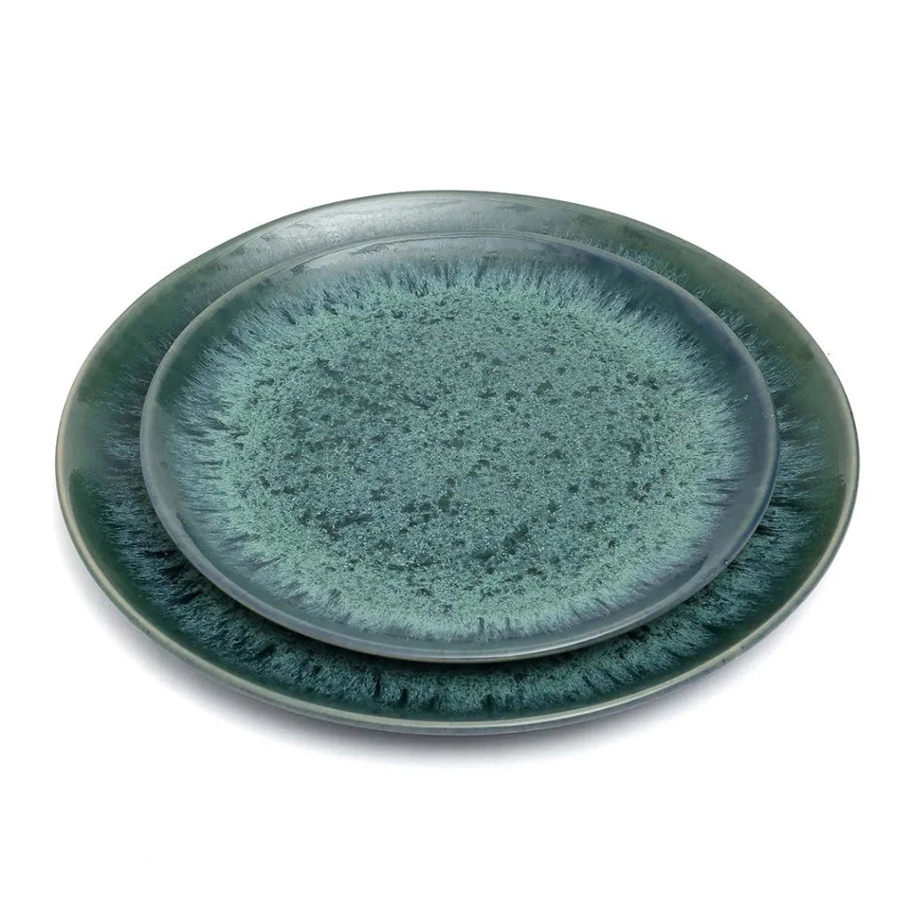 Assiettes en céramique bleue émaillée 22 cm – Lot de 6