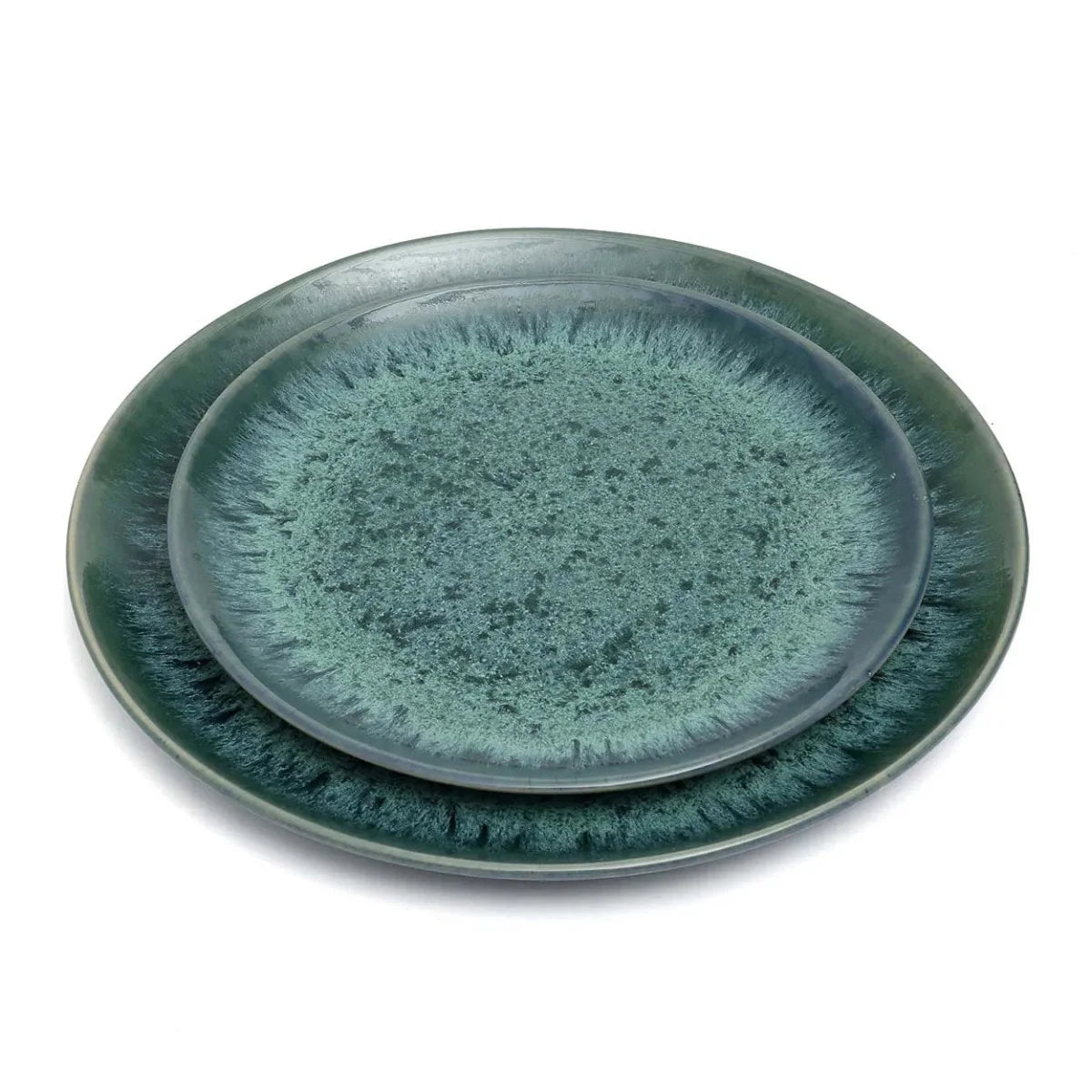 Assiettes en céramique bleue émaillée 22 cm – Lot de 6