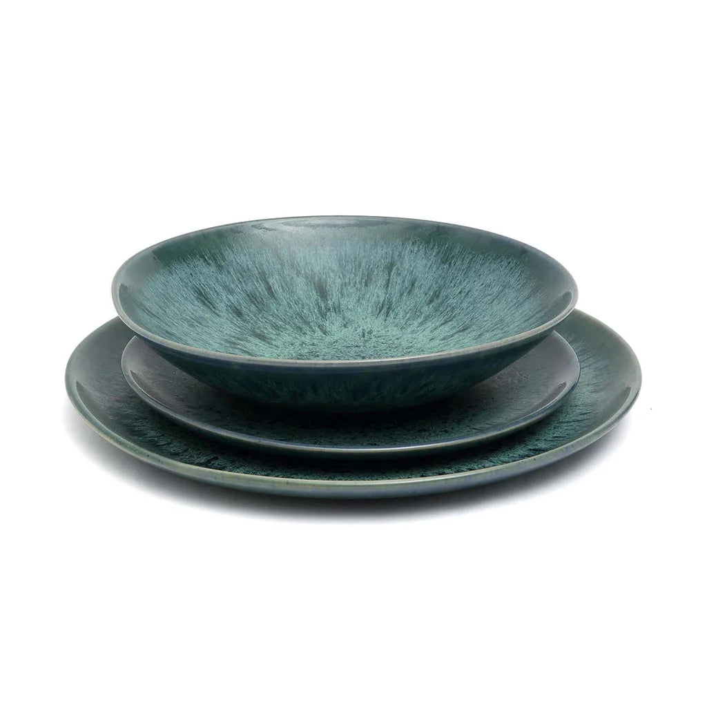Assiettes en céramique bleue émaillée 22 cm – lot de 6