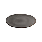 Assiettes en grès gris marron rondes et foncées de 21 cm, lot de 4