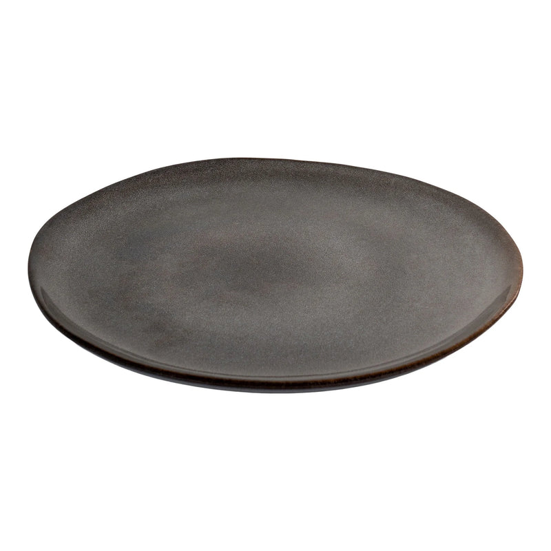 Assiettes en grès gris marron ø27cm - Lot de 4