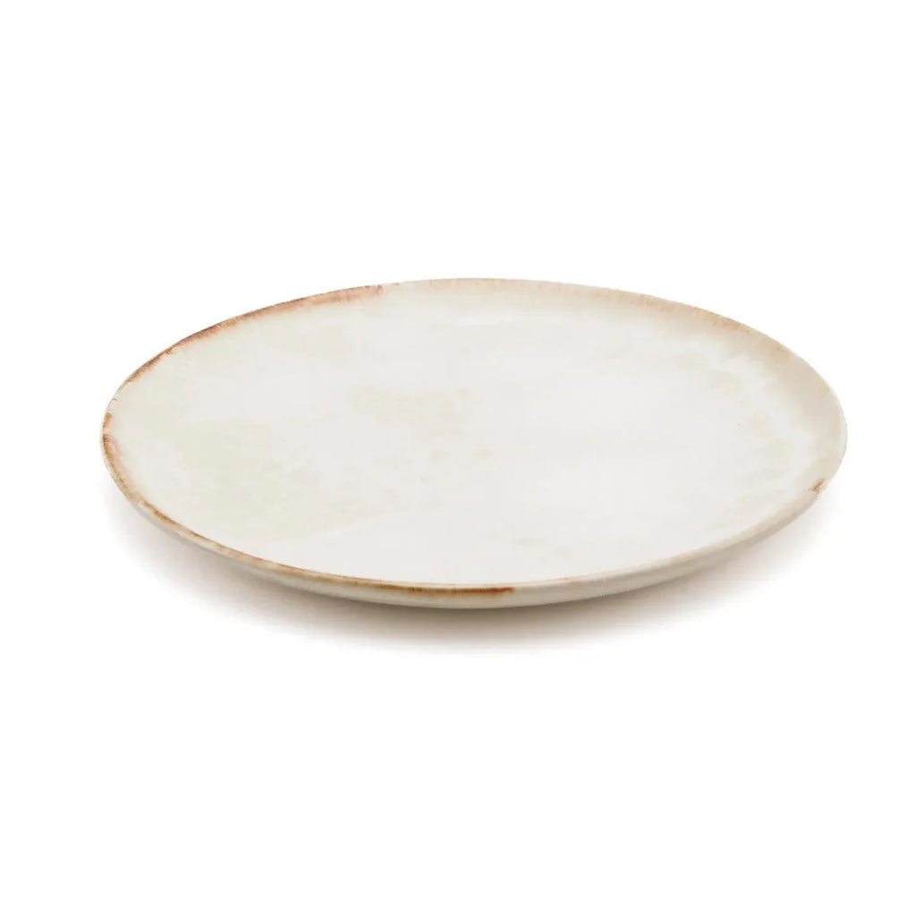 Assiettes rondes en céramique blanc cassé aux bords irréguliers – Lot de 4