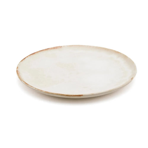 Assiettes rondes en céramique blanc cassé aux bords irréguliers – Lot de 4