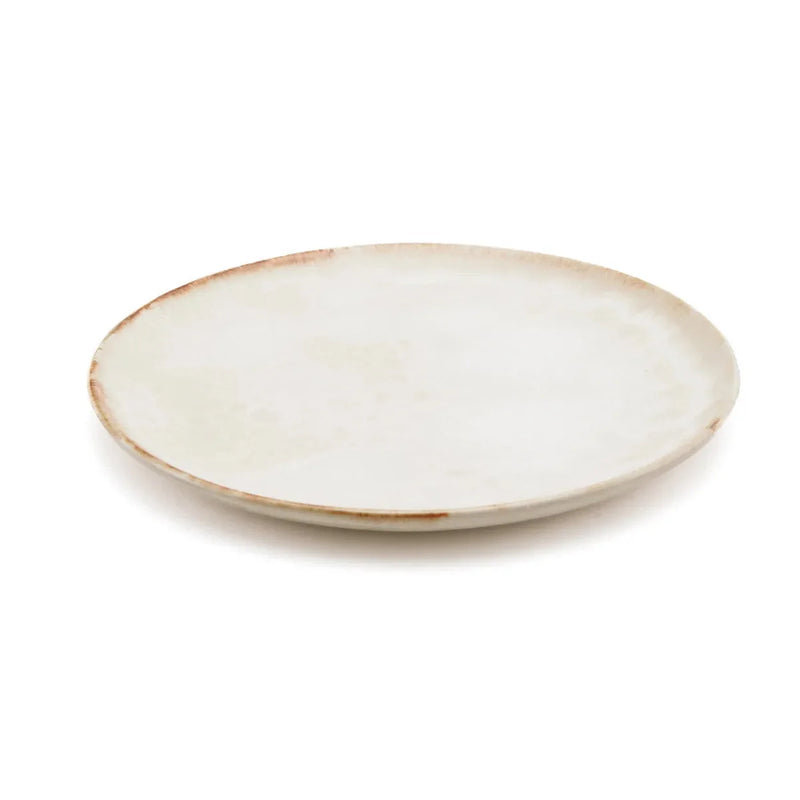 Assiettes rondes en céramique blanc cassé aux bords irréguliers – Lot de 4