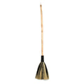 Balai décoratif en fibres naturelles beige et noir avec manche en bois courbé H130 cm