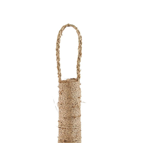 Balai mural décoratif en raphia naturel à suspendre avec franges longues