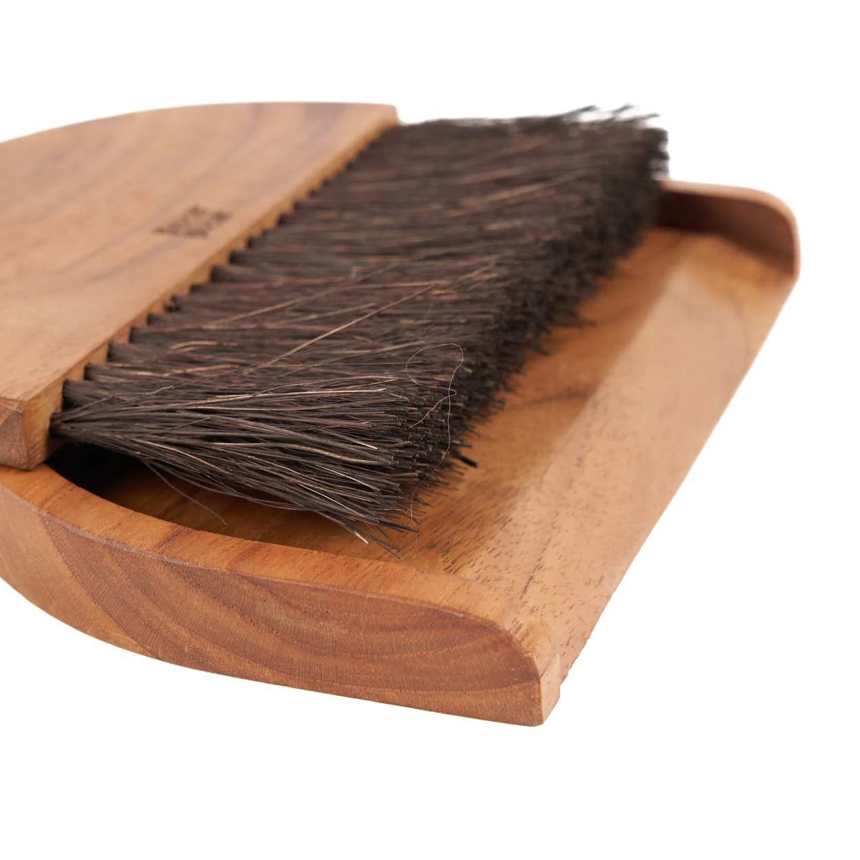 Balayette de table en bois de teck avec pelle assortie demi-lune