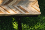 Tableau en bois à motif chevrons pour le produit Le banc à chevrons Naturel 110