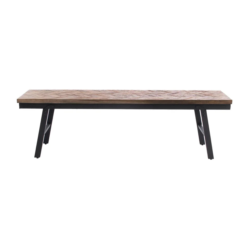 Banc en bois avec pieds en métal noir pour le produit Le banc à chevrons Naturel 150