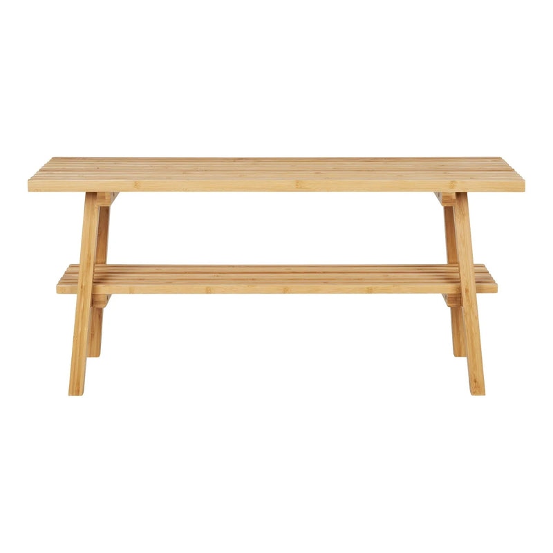 Banc en bambou naturel avec étagère inférieure – 70x28 cm