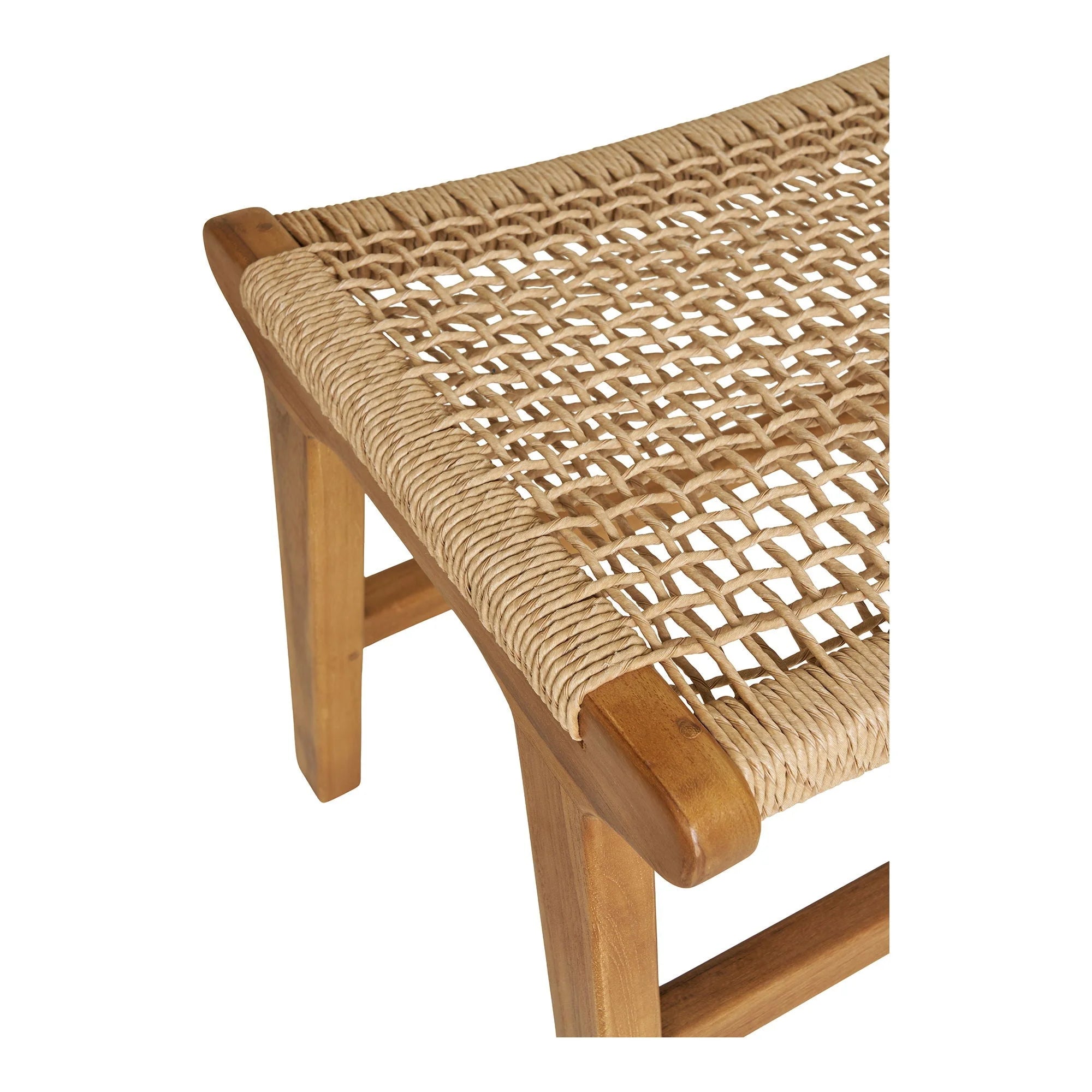 Banquette en fibres naturelles tressées avec cadre en bois clair, 60x40 cm