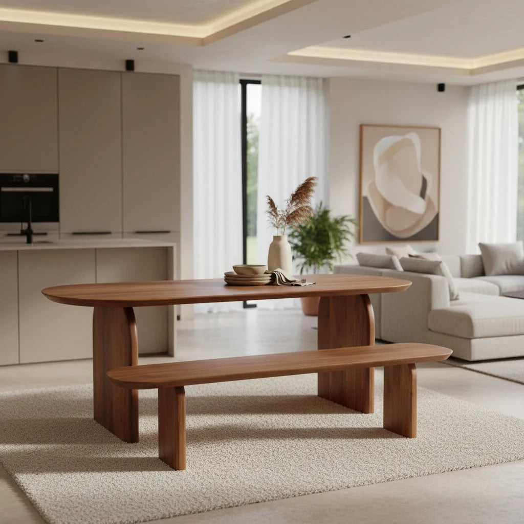 Banc en bois de manguier brun 180x35 cm moderne minimaliste