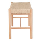 Banquette en bois naturel avec assise tressée rectangulaire 80x35 cm