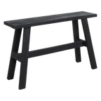 Banc en bois noir recyclé avec pieds en A robustes, 85x20 cm