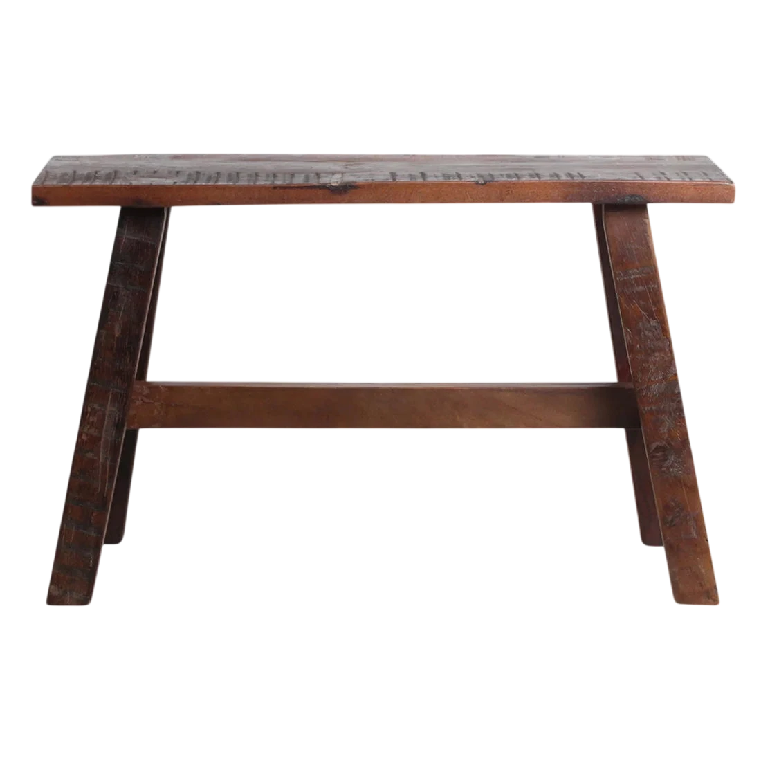 Banc en bois recyclé brun rustique 85x20 cm au look industriel