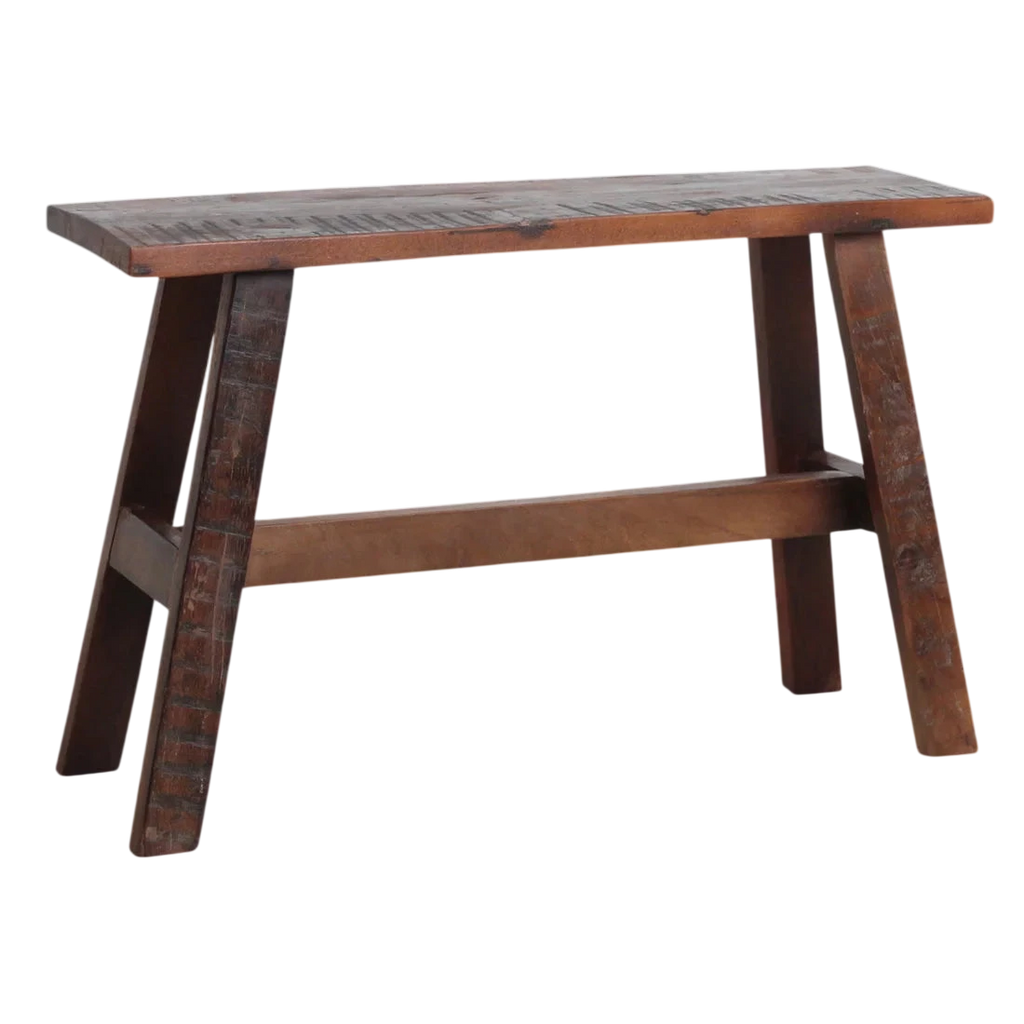 Banc en bois recyclé brun rustique industriel 85x20 cm