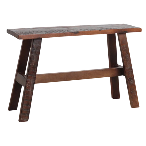 Banc en bois recyclé brun rustique industriel 85x20 cm
