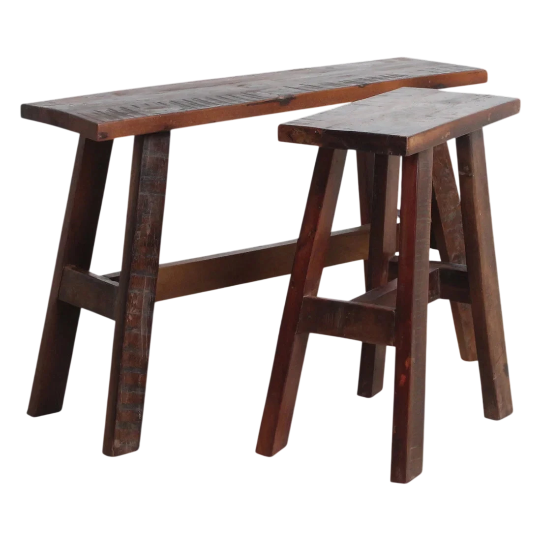 Banc en bois recyclé brun rustique industriel, 85x20 cm