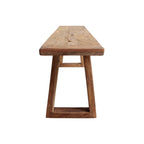 Banc en bois recyclé brun miel pieds trapèze 180x30 cm rustique