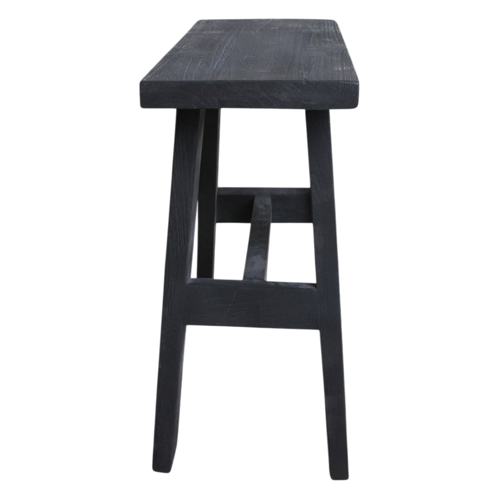 Tabouret en bois recyclé gris foncé silhouette A, 45x20 cm