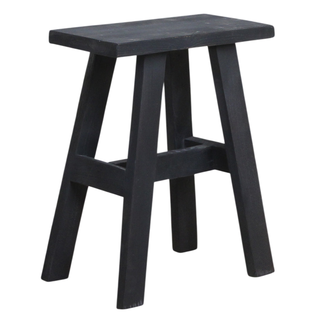 Banc en bois recyclé noir silhouette A, 45x20 cm, pour entrée ou salon