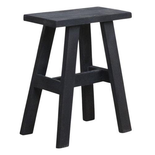 Banc en bois recyclé noir silhouette A, 45x20 cm, pour entrée ou salon