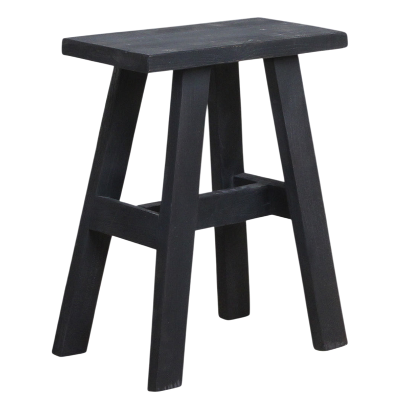 Banc en bois recyclé noir silhouette A pour entrée ou salon – 45x20 cm