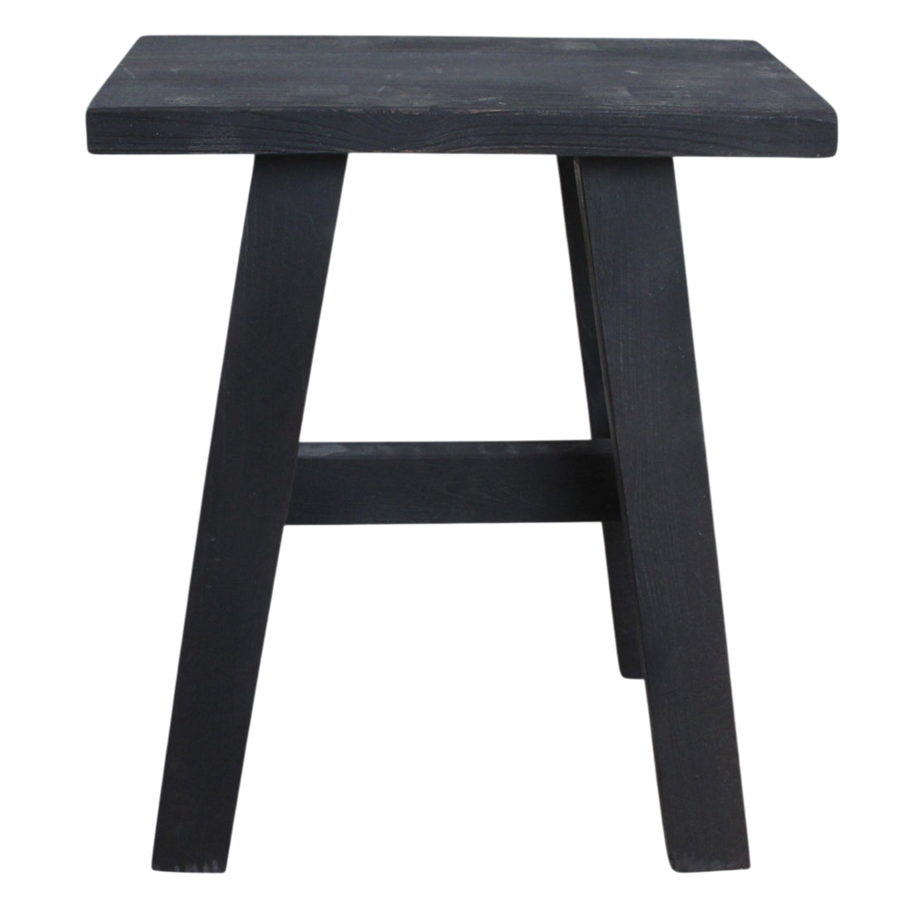 Banc en bois recyclé noir silhouette A, 45x20 cm, design rustique