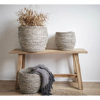 Banc en bois de teck massif naturel pieds inclinés 90x25 cm