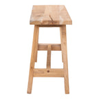 Tabouret de bar en teck massif, finition naturelle rustique, 90x25 cm