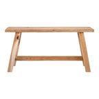 Banc en bois de teck massif pieds inclinés couleur naturelle 90x25 cm