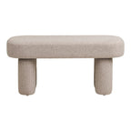 Banc capsule rembourré en tissu beige sable avec pieds tapissés, 95x36 cm