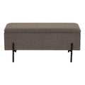 Banc coffre en tissu chiné taupe avec pieds noirs élancés 95x36 cm