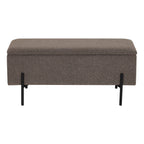 Banc coffre en tissu chiné taupe avec pieds noirs élancés 95x36 cm