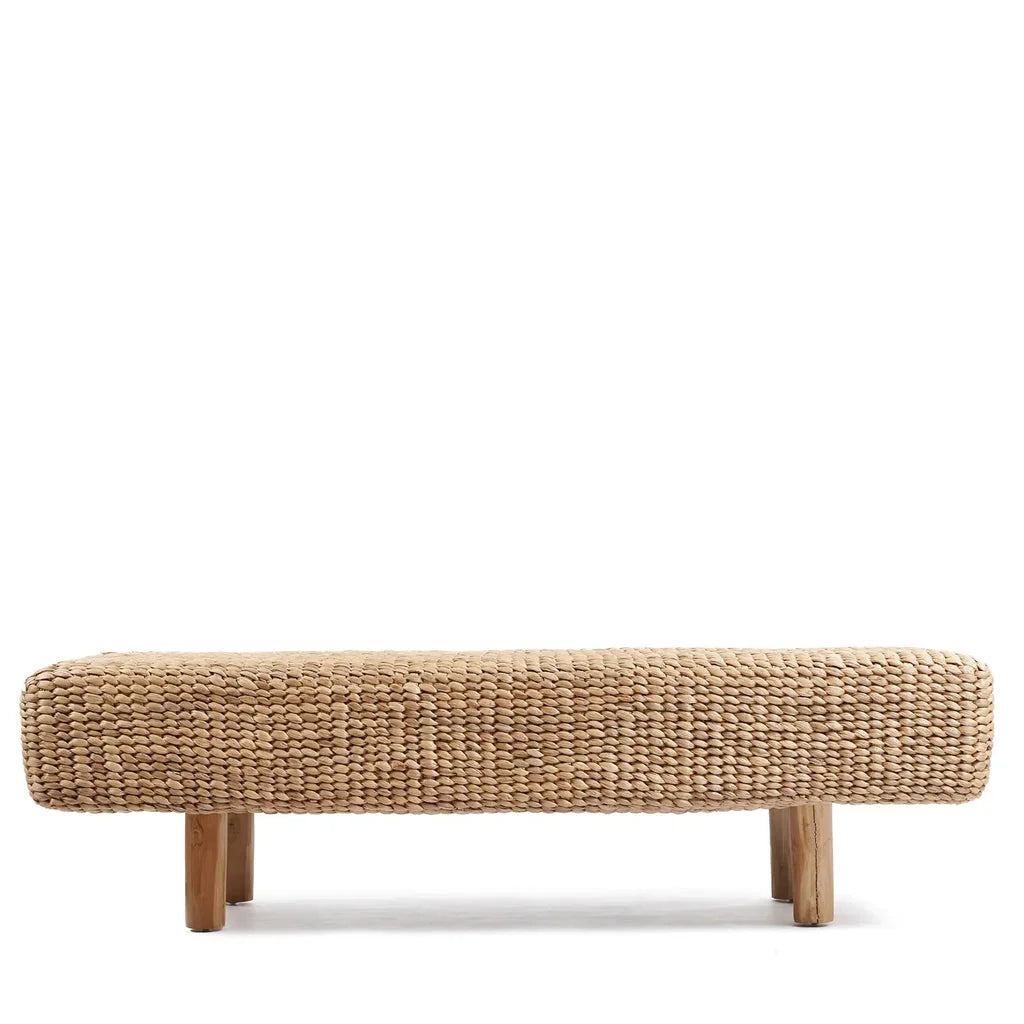 Banquette en tressé avec pieds en bois, Le banc de jacinthes d’eau élégant